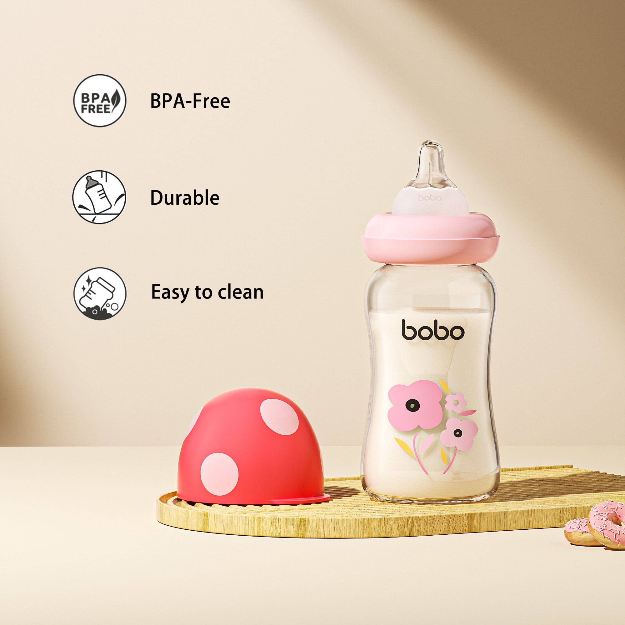 YOHKOH New Born Baby Glass Feeder Bottles,6oz Baby Bottle Glass Multicolour,2pk