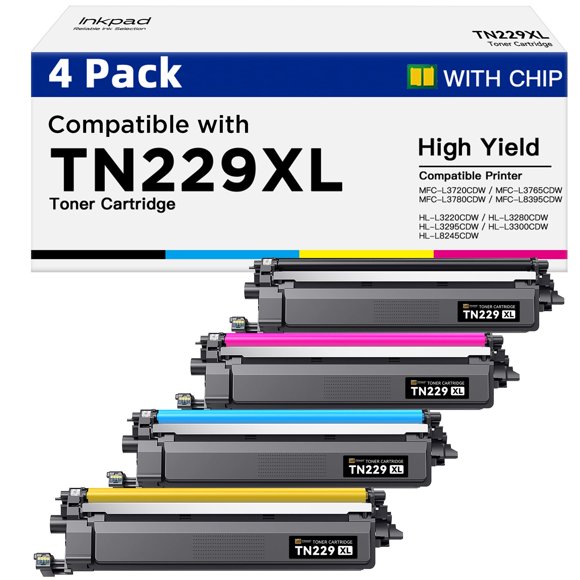 TN229XL TN229 Toner Cartridges High Yield Replacement Compatible for Brother TN 229XL TN-229XL TN-229 Work with MFC-L3720CDW MFC-L3765CDW MFC-L3780CDW