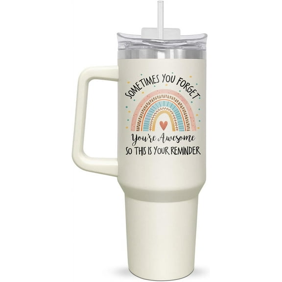Inspirational Gifts For Women - Christmas, Birthday, Valentines Day Gifts For Women, Friends, Encouragement Gifts For Women, Retirement Gifts - 40oz Insulated Tumbler With Handle And Straw