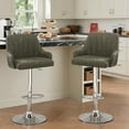 thumbnail image 2 of VECELO Set of 2 Swivel Bar Stools, Adjustable Counter Height Barstools Faux Leather Chair with Backrest and Armrest, Dark Gray, 2 of 14