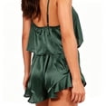 thumbnail image 5 of Yourumao Satin Pajama Set for Women Two Piece Crop Camisole Tops and Ruffle Hem Shorts Silky Pajama Sets Solid Silk Pjs for Loungewear, 5 of 7