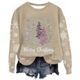 thumbnail image 2 of Wancir Merry Christmas Sweatshirt For Women Plaid Pink Christmas Tree Cute Blouse Xmas Farm Holiday Pullover Tops, 2 of 4