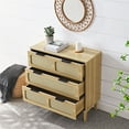 thumbnail image 4 of 3 Drawer Dresser,Modern Rattan Drawer Chest with Wide Drawers and Metal Handles,Farmhouse Wood Storage Cabinet for Bedroom,Living Room,Hallway,Entrance,Natural Wood, 4 of 8