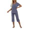 thumbnail image 4 of MINTREUS Women's Pajama Sets Short Sleeve Shirt and Capri Soft Pajama Sets with Pockets S-4XL, 4 of 6