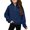 Dark Blue, variant on Girls Quarter Zip Pullover Sweatshirt Crew Neck Half Zip Sweatshirt Loose Long Sleeve Casual Cropped Hoodie Tops For Kids Girls Half Zip Pullover Sweatshirt Fall 4-14 Years