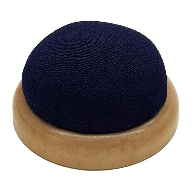 Needle/Pin Cushion Needle Insertion with Wooden Base Sewing Tool Navy Blue