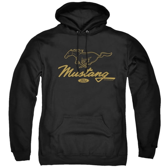 Ford Mustang Pony Script Adult Pullover Hoodie Sweatshirt Black
