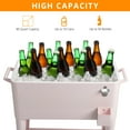 thumbnail image 3 of 80Qt All-In-One Cooler Cart With Bottle Opener, Lower Storage Shelf and Cap Catcher, Outdoor Party Rolling Cooler With Lockable Wheels For Pool Side, Patio, Balcony, Pink(34.4 x 15.5 x 35.82)", 3 of 9