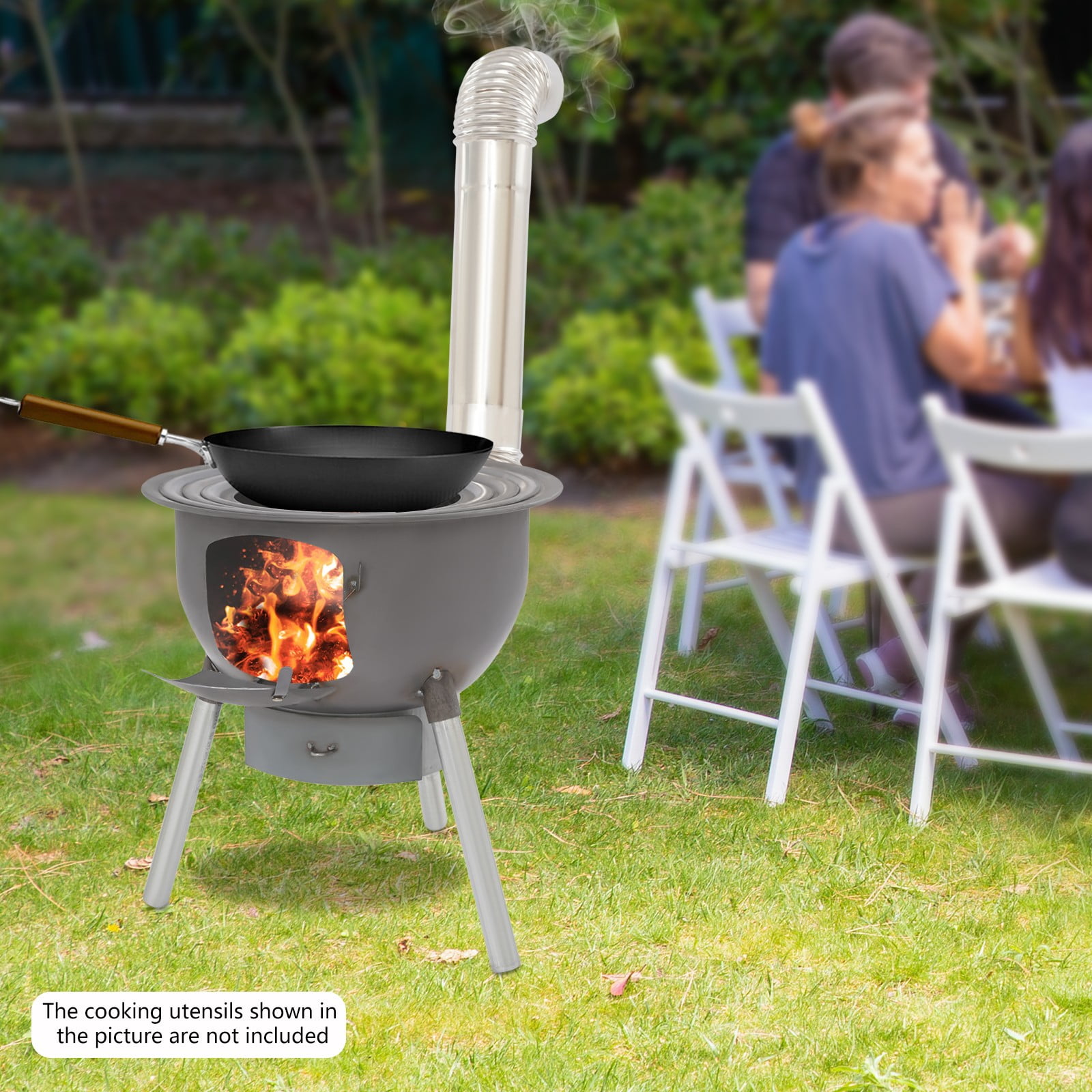 TFCFL Multifunction Wood Burning Stove Portable Camping Firewood Stove Charcoal Stove with Grill Rack