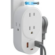 Wall Outlet Splitter Multi Plug Outlet Extender with USB C for Dorm Office Home