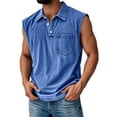thumbnail image 2 of Inglocry Big and Tank Tops for Men Vintage Denim Henley Shirts Casual Button Up Acid Wash T-shirt Sleeveless Boxy Tee Shirts Light Blue XL, 2 of 5