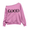 thumbnail image 4 of WAYUTE Girls Sweatshirt Off the Shoulder Letter Print Oversized Crewneck Sweatshirt Long Sleeve Fall Outfits for Youth Kids Casual Streetwear,Pink,Size 13-14 Y, 4 of 4