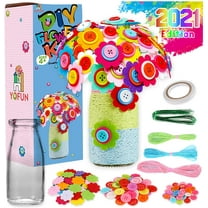 MAINYU Flower Craft Kit for Kids Make Your Own Flower Bouquet with Buttons and Felt Flowers Vase Art Toy & Craft Project for Children DIY Activity Birthday Xmas Gift for Boys & Girls Age 3  Year Old