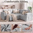 thumbnail image 2 of YOKWOK 85.4" L‑Shaped 5 Seat Sectional Sofa with Pull Out Sleeper Bed, Corduroy Upholstered Sofa with Hidden Storage Chaise, Sectional Couch for Living Room, Light Gray, 2 of 9