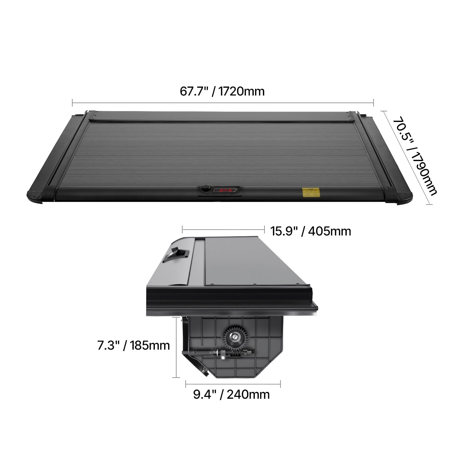 KFFKFF Retractable Truck Bed Cover, 5.5 ft Hard Cover with Integrated Drainage System for 2021-2024 Toyota Tundra Crew Cab with Deck Rail, Secure Double-Lock Design and T-Slot Compatibility