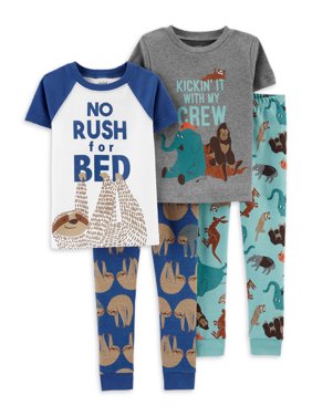 Child of Mine by Carter's Baby Toddler Boy Short Sleeve Snug Fit Cotton Pajamas, 4pc Set