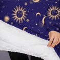 thumbnail image 3 of Oversized Wearable Blanket Hoodie,Blue Gold Sun Moon Pattern Sherpa Blanket Hoodie with Super Pockets,Super Warm Fuzzy Pullover for Women & Men, 3 of 6