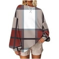 thumbnail image 2 of Womens Striped Oversized Sweatshirt Color Block Crew Neck Long Sleeve Casual Loose Pullover Top Y2K Clothes, 2 of 5