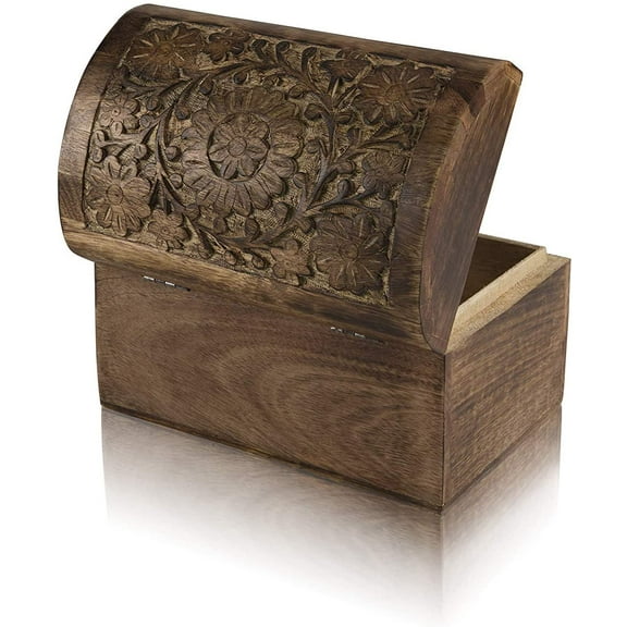 Great Birthday Gift Ideas Handmade Decorative Wooden Jewelry Box Treasure Box Jewelry Organizer Keepsake Box Treasure Chest Trinket Holder Lock Box Watch Box 9 x 6 Inch