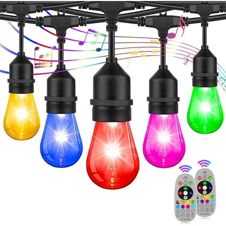 2 Pack Rgb Outdoor String Lights Patio Cafe Multi Color Dimmable With S14 Edison Bulbs Sync To Commercial Waterproof Shatterproof For Café Backyard 96ft Canada 2 Pack Rgb Outdoor String Lights Patio, Multicolor Outdoor String Lights 2 Pack