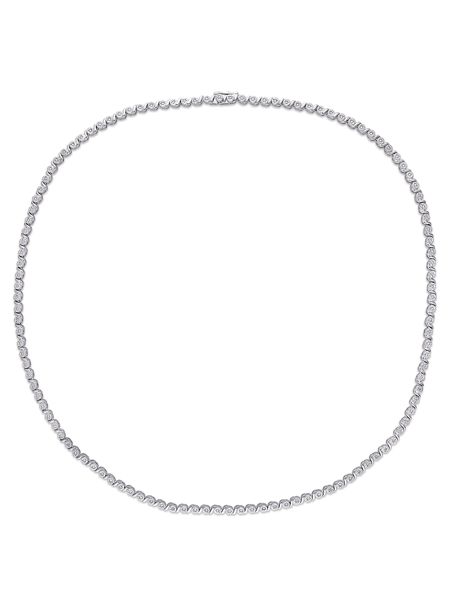 1/2 Carat T.W. Diamond Sterling Silver Tennis Necklace