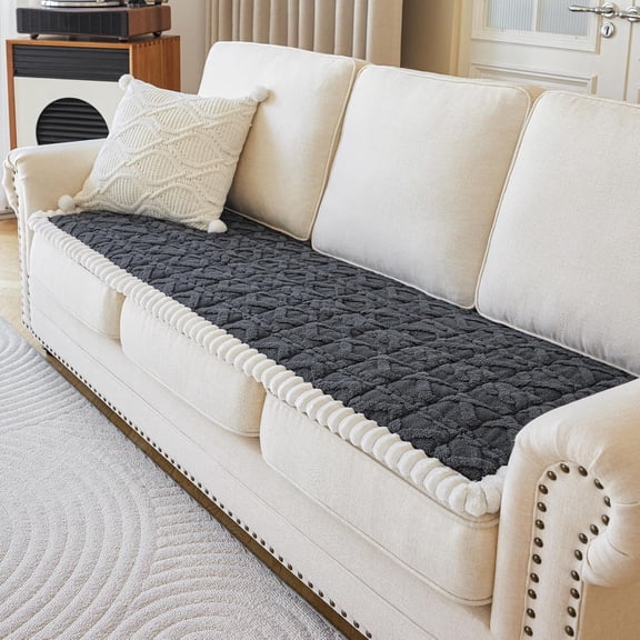 XUELC Washable Dog Couch Cover, Non-Slip Pet Sofa Protector for 3-Cushion Couch, Fuzzy Plush Sofa Pad with Anti-Skid Backing, Machine Washable