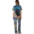 thumbnail image 3 of Yuyamidu Black Cat Womens Button Down Pajama Sets Loungewear Soft 2 Piece Pjs Sets Short Sleeve Top Long Pants Blue Sleepwear Loungewear, 3 of 7