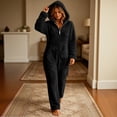 thumbnail image 3 of FAIWAD Women's Fleece Onesies Plush Hooded Jumpsuit with Pockets Soft Warm Full Zip Loungewear, 3 of 7