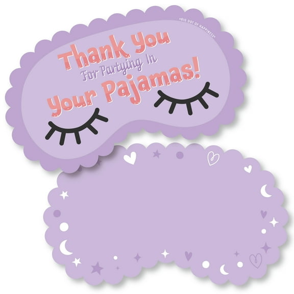 Big Dot of Happiness Pajama Slumber Party - Shaped Thank You Cards - Girls Sleepover Birthday Party Thank You Note Cards with Envelopes - Set of 12