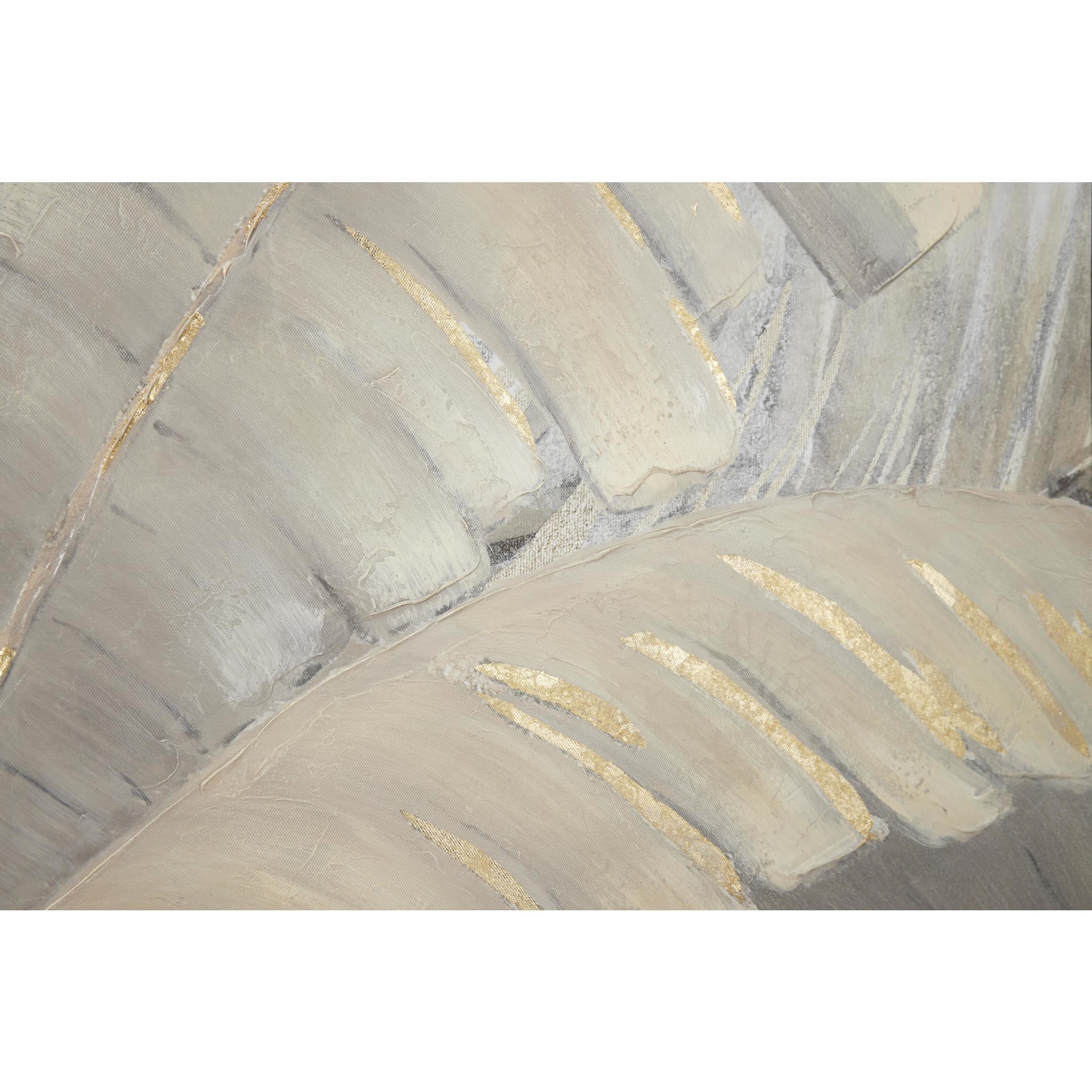 40" x 40" Metallic Layered Leaf Palm Tree Framed Wall Art with Gold Foil Accents, by CosmoLiving by Cosmopolitan