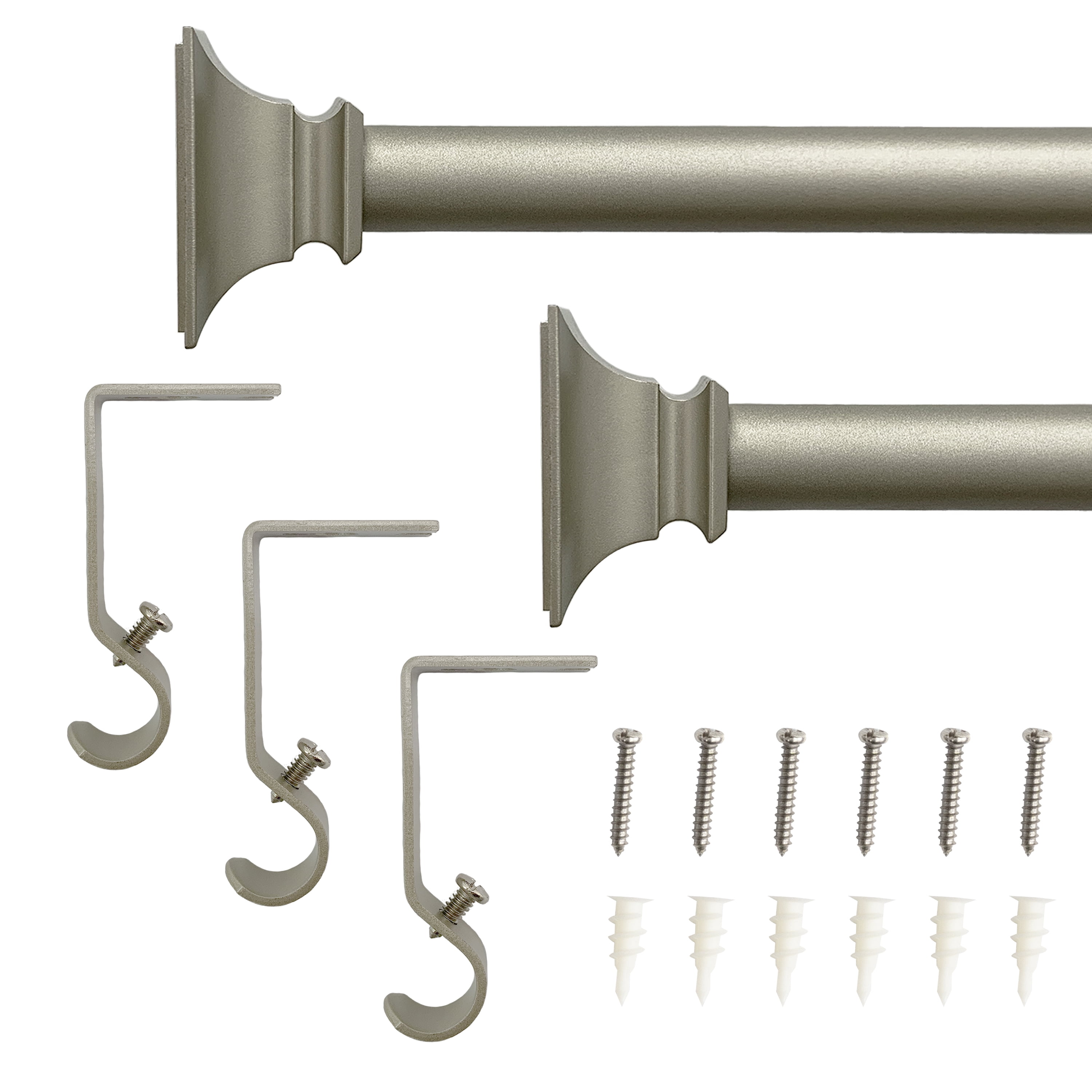 Lumi 5/8" Silver Flat Square Adjustable Single Curtain Rod 48" - 84"