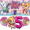 Paw Patrol Girl 5th Party Supplies | Decorations | Fifth | Five | Favors | Balloons | Pink | Banner | Backdrop