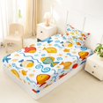 thumbnail image 4 of Castle Fairy Cartoon Tropical Fish Tile Twin Sheets 3pcs,Wave Shell Starfish White Seamless Pattern Bedding,Blue Orange,1 Fitted Sheet,1 Flat Sheet and 1 Pillowcase, 4 of 6