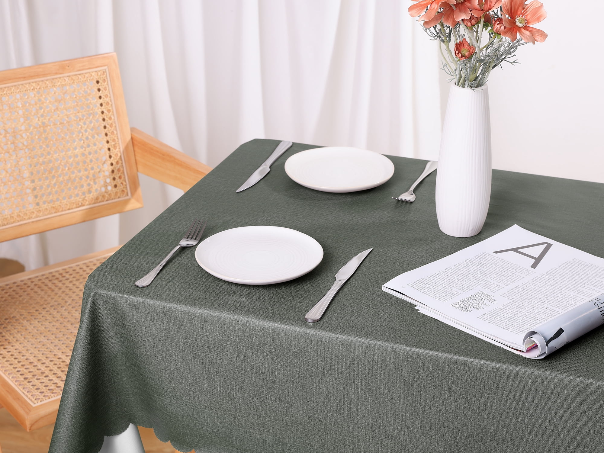 Unique Bargains 1 Pack Oil-Proof Water Resistance Table Cover Green 55" x 71"