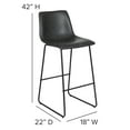 thumbnail image 6 of Flash Furniture Reagan 30" LeatherSoft Bucket Style Barstools with Footrest, Set of 2, Gray, 6 of 15