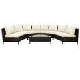 thumbnail image 5 of Harper & Bright Designs 5 Pieces Half Moon Outdoor Sectional Sofa Set, Patio All-Weather PE Wicker Furniture with Pillows, Cushions and Half-Moon Tempered Glass Table, Beige, 5 of 13