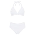 thumbnail image 5 of WEIGFI Women'S Bikini Sets 2 Piece Swimsuit Push Up Top And High Waist Bottom Halter Neck Cheeky Swimwear Solid Color Elegant Triangle Summer Pool Trendy Vacation Beachwear,White,M, 5 of 5