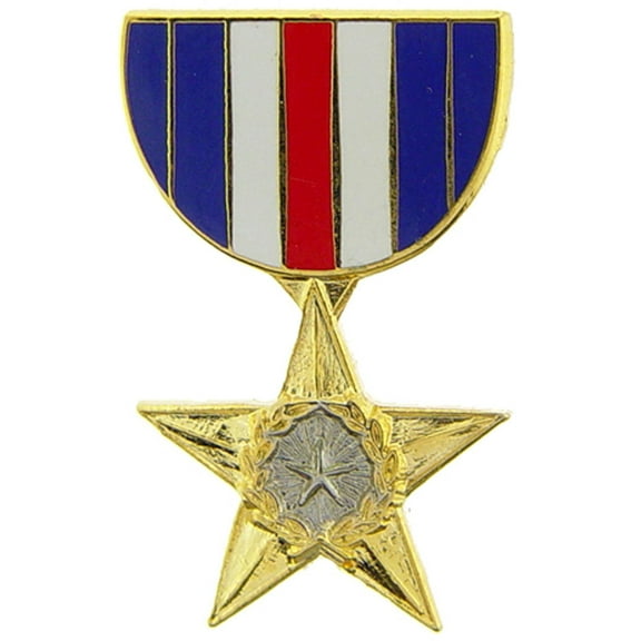 Silver Star Medal Pin 1 3/16"