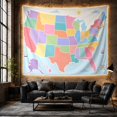 thumbnail image 6 of United Representing Ocean With Contiguous Illustrated Flat, Mystical Fantasy for Space Lovers, Wall Decor, Valentine's Day Gift, Tapestry Wall Hanging for Dorm and Living Room, 6 of 7
