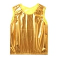 thumbnail image 4 of IEFIEL Kids Shiny Metallic Vest Top Girls Gymnastics Ballet T-Shirts Tops Stage Performance Dance Costume A Gold 1-6, 4 of 6