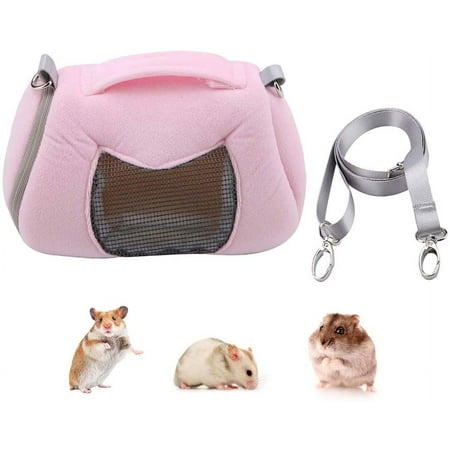 XiaoBanDeng Hamster Carrier Bag Portable Outdoor Travel Handbag with Adjustable Single Shoulder Strap for Hamster Small Pets (Pink)