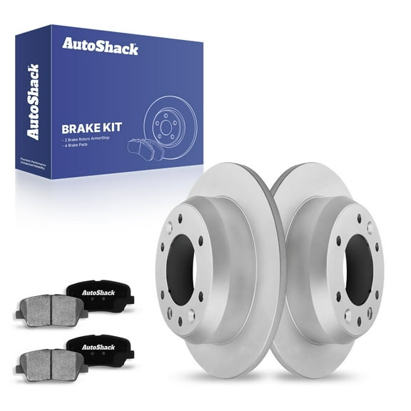 AutoShack 11.89" (301.9 mm) Rear Solid Brake Rotors Coated   Ceramic Brake Pads | Replacement for 2006-2012 Kia Sedona 2007-2010 Hyundai Entourage 2014 Kia Sedona | 6-PC Brake Kit | ArmorStop