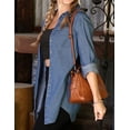 thumbnail image 4 of Doublju Womens Long Sleeve Denim Chambray Button Up Shirt Top, 4 of 4