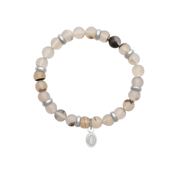 Mystigrey Rio Stainless Steel Bracelet White Onyx Large for Men and Women