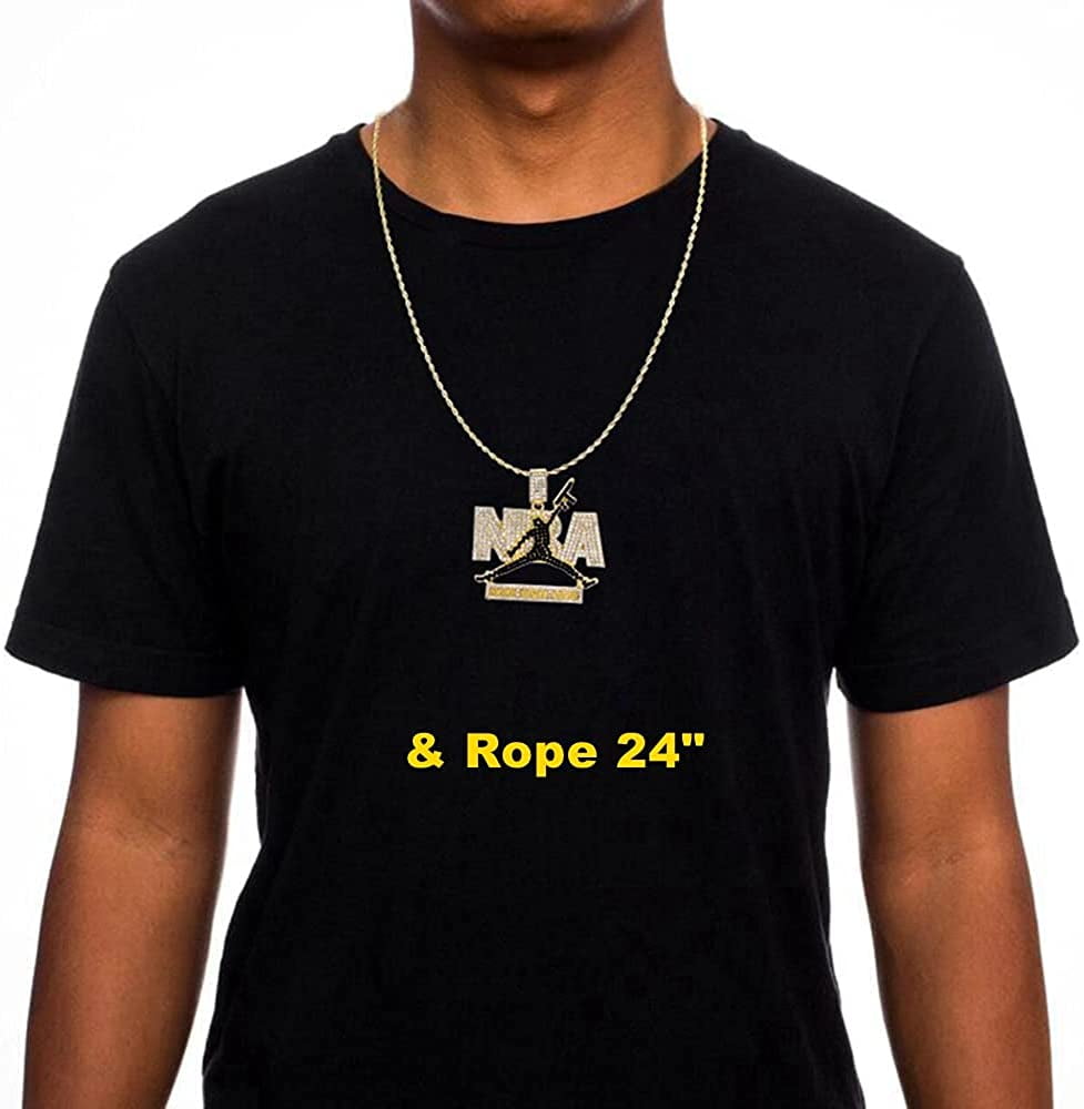 HH Bling Empire Iced Out Nba Silver Gold Young boy Chains for Men,Hip Hop  Rapper Pendant with Rope Tennis Cuban Link Chains 22 Inch (Silver,& tennis)  