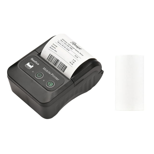 Imprimante, Bisofice Imprimante Thermique Portable 58mm pour Reçus 2 Pouces Mini Imprimantes de Poche Mobiles avec 1 Rouleau de Papier Thermique Connexion USB&Wireless BT Compatible avec Windows/Android/iOS pour Bureau Marché