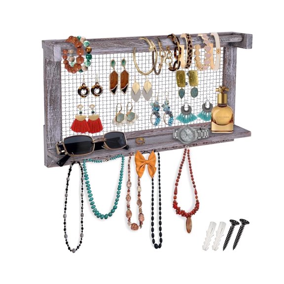 Rustic Jewelry Organizer Wall Mounted Jewelry Holder Removable Bracelet Rod
