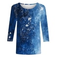thumbnail image 5 of Jsaierl 3/4 Sleeve Plus Size Womens Tops Casual Round Neck Shirts Dressy Graphic Petite Blouses Soft Cotton T-shirts Top L-5XL, 5 of 5