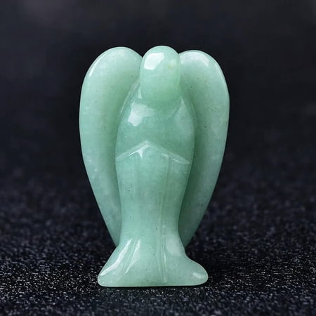 EOEMY Natural Green Aventurine Quartz Crystal Carved Angel Energy Rock Gemstone Decor