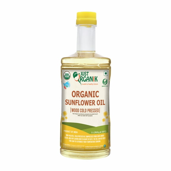 Just Organik Wood Cold Pressed  Organic Sunflower Oil - 1L